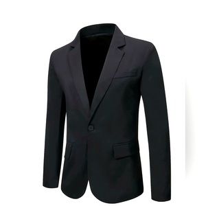 One Button Blazer, Men's Casual Solid Color